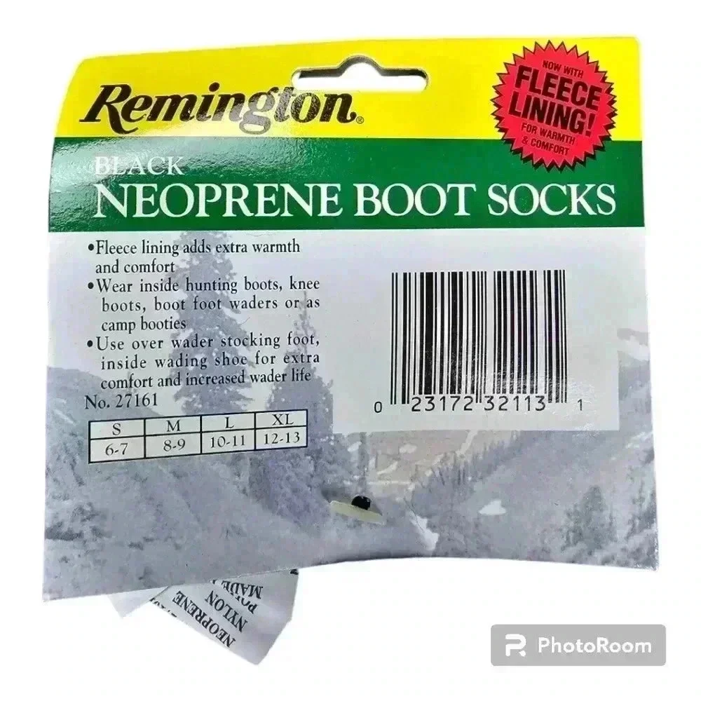 Remington Black fleece lined neoprene boot socks # 27161 Vintage Choose size